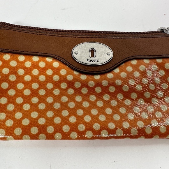 Fossil KeyPer Polka Dots Wristlet Wallet Coated Canvas w/Leather Strap - Picture 5 of 11